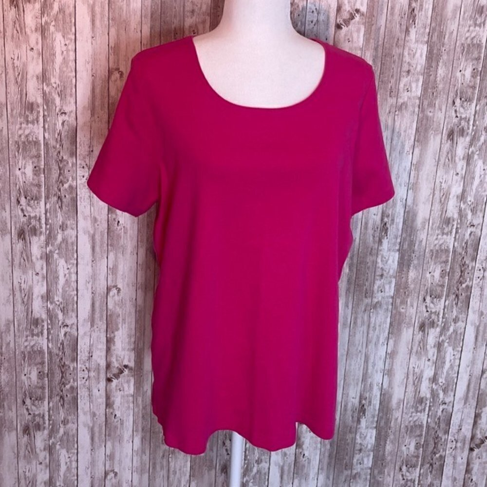 Karen Scott Hot Pink Short Sleeve T-shirt size 1X